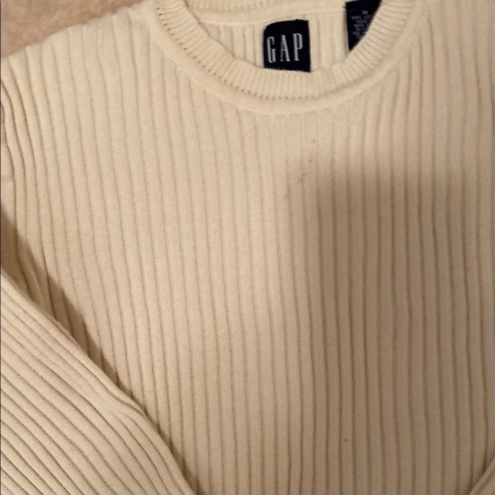GAP Ivory Ribbed Knit Crewneck Medium